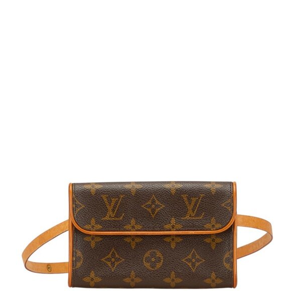 LOUIS VUITTON Authentic Brown Monogram Leather Pochette Hobo Bag